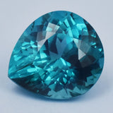 High-quality certified 23.05 carat natural Montana sapphire, bluish-green pear cut gemstone.