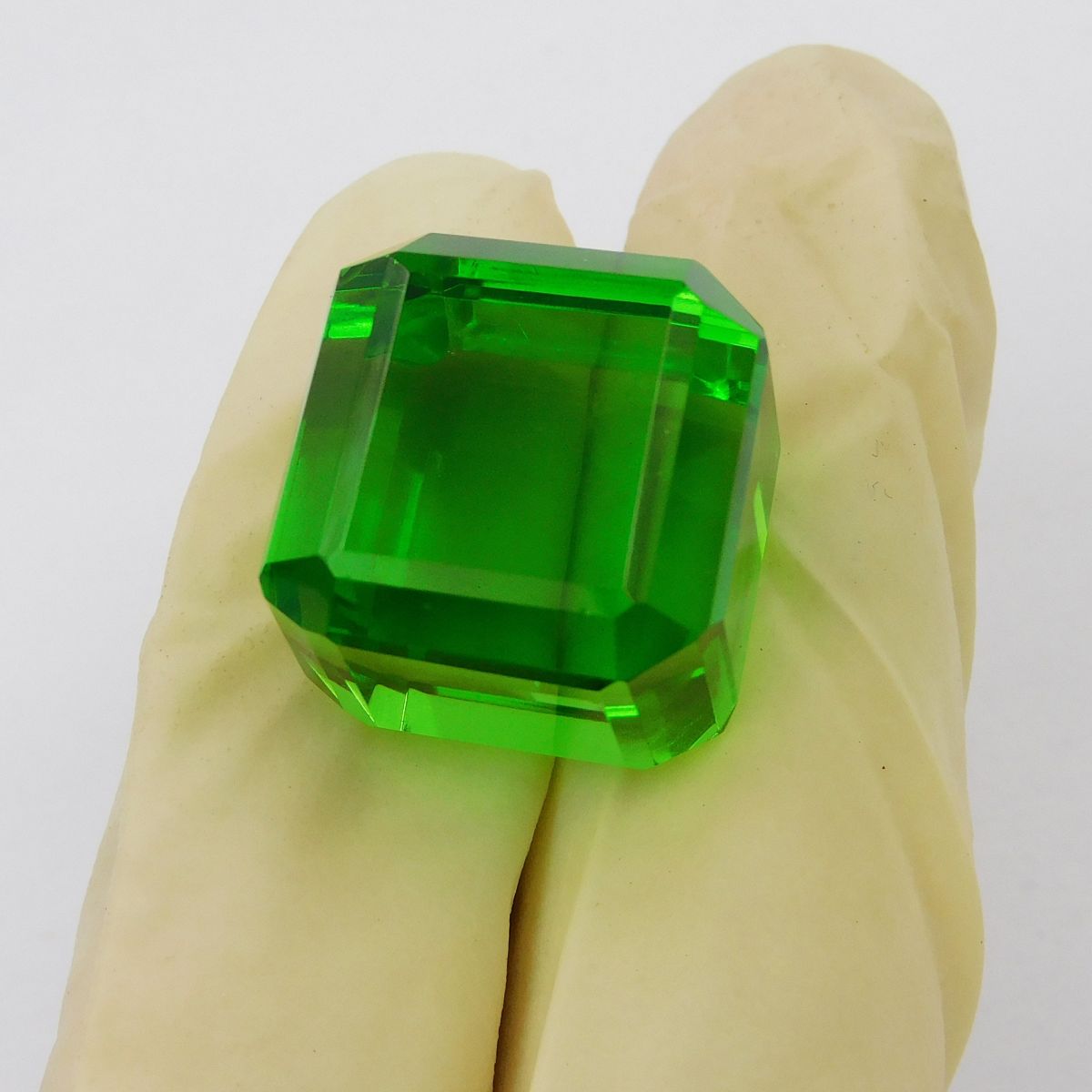 A+ CERTIFIED Rare Green Peridot Cube Shape 61.10 Ct Loose Gemstone Big Size