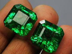 Emerald Green Colombian CERTIFIED Square Cut 21 Carat Natural Loose Gemstone