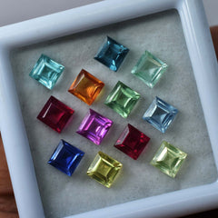 Natural Untreated Sapphire Square Cut 5x5 mm Lot 12 Pcs CERTIFIED Loose Gemstone
