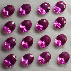 24 Pcs Natural CERTIFIED Untreated Oval Cut Ruby Pink Loose Gemstone 8x6 mm