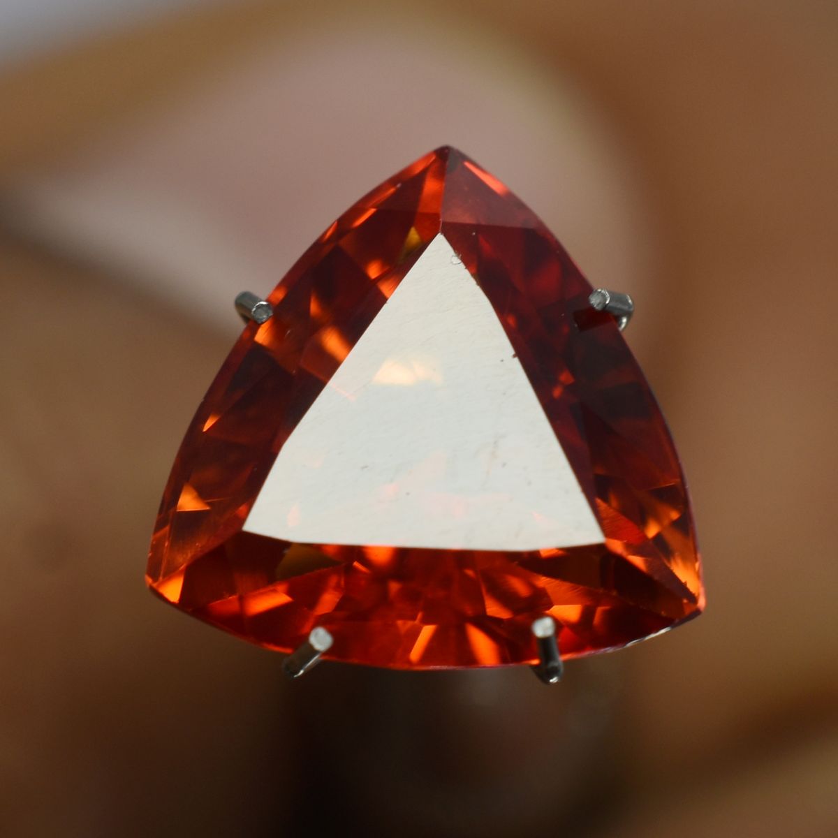 7 Carat Trillion Cut Natural Stunning Orange Sapphire Loose Gemstone CERTIFIED