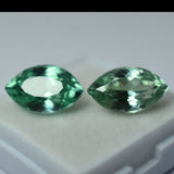 Certified loose gemstone pair, natural grandidierites, marquise cut, bluish-green, 20 carats total.