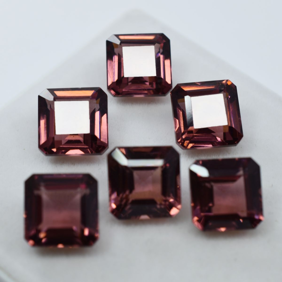 52.42 Ct Square Cut Loose Gemstone Natural Padparadscha Sapphire 6 Pcs CERTIFIED