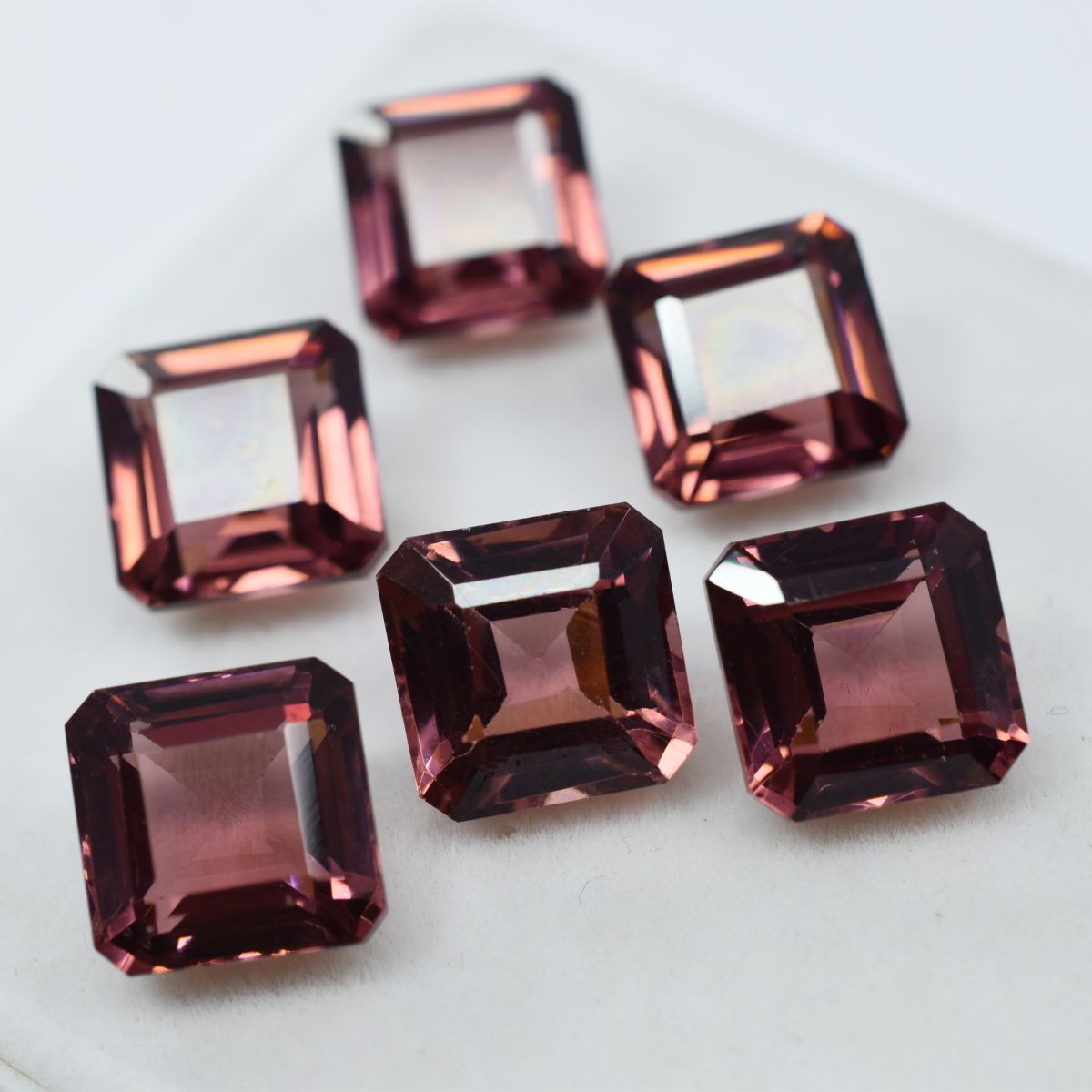 52.42 Ct Square Cut Loose Gemstone Natural Padparadscha Sapphire 6 Pcs CERTIFIED