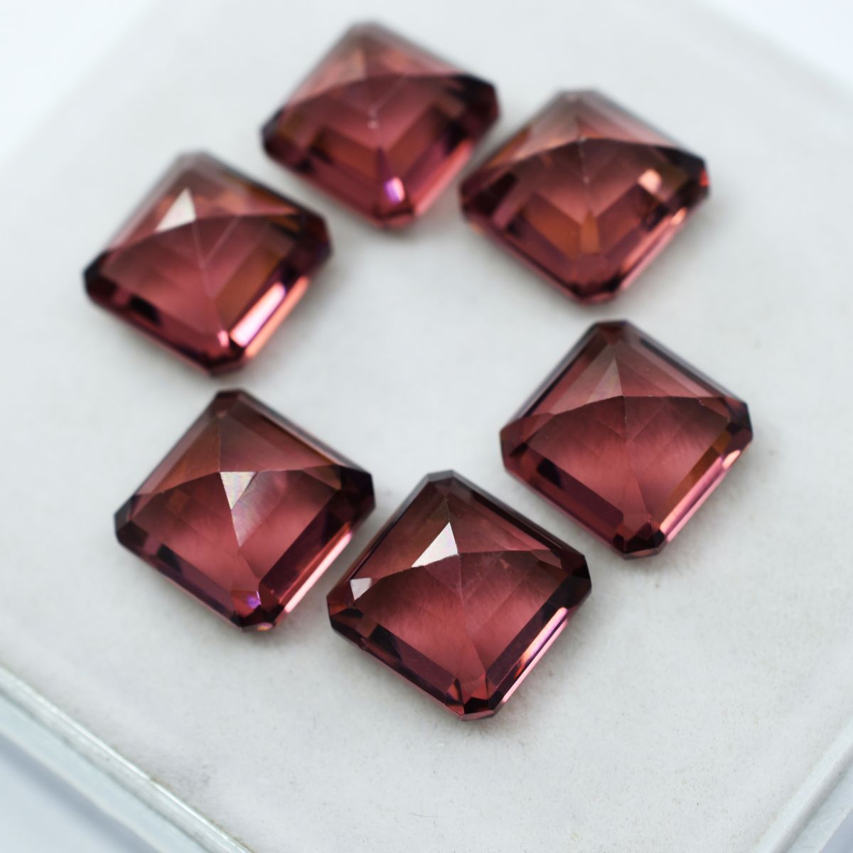 52.42 Ct Square Cut Loose Gemstone Natural Padparadscha Sapphire 6 Pcs CERTIFIED