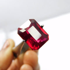 Magnificent Emerald Cut 13.80 Ct Natural Red Ruby CERTIFIED Loose Gemstone