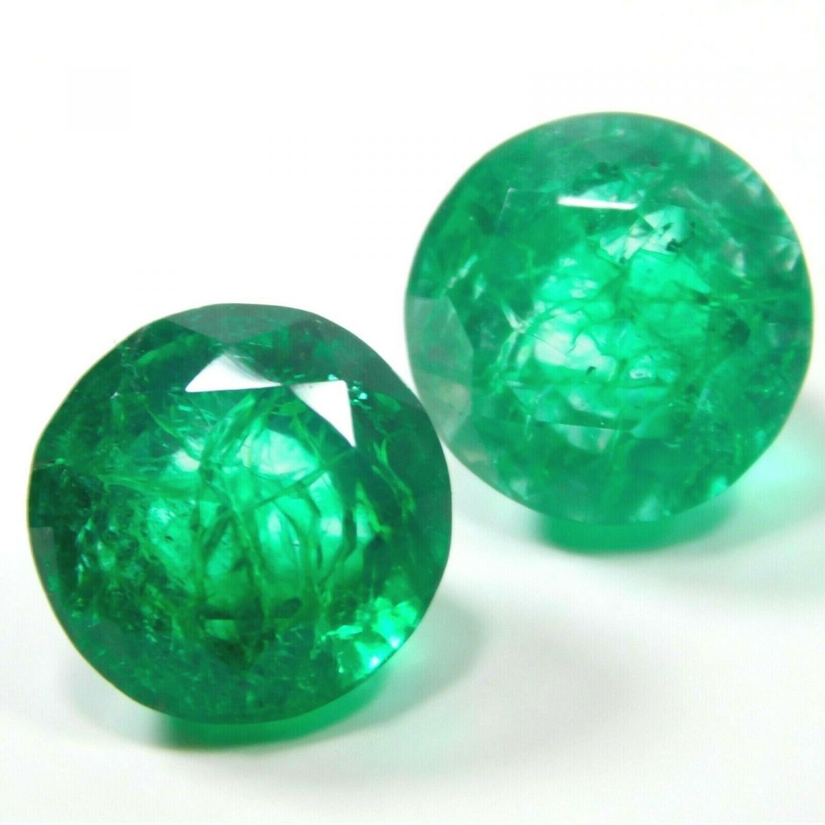 Round Cut CERTIFIED Natural 16.35 Carat Pair Colombian Emerald Loose Gemstone