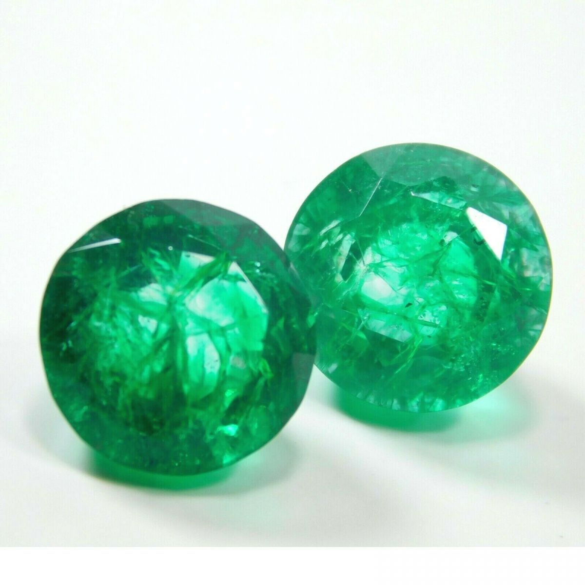 Round Cut CERTIFIED Natural 16.35 Carat Pair Colombian Emerald Loose Gemstone