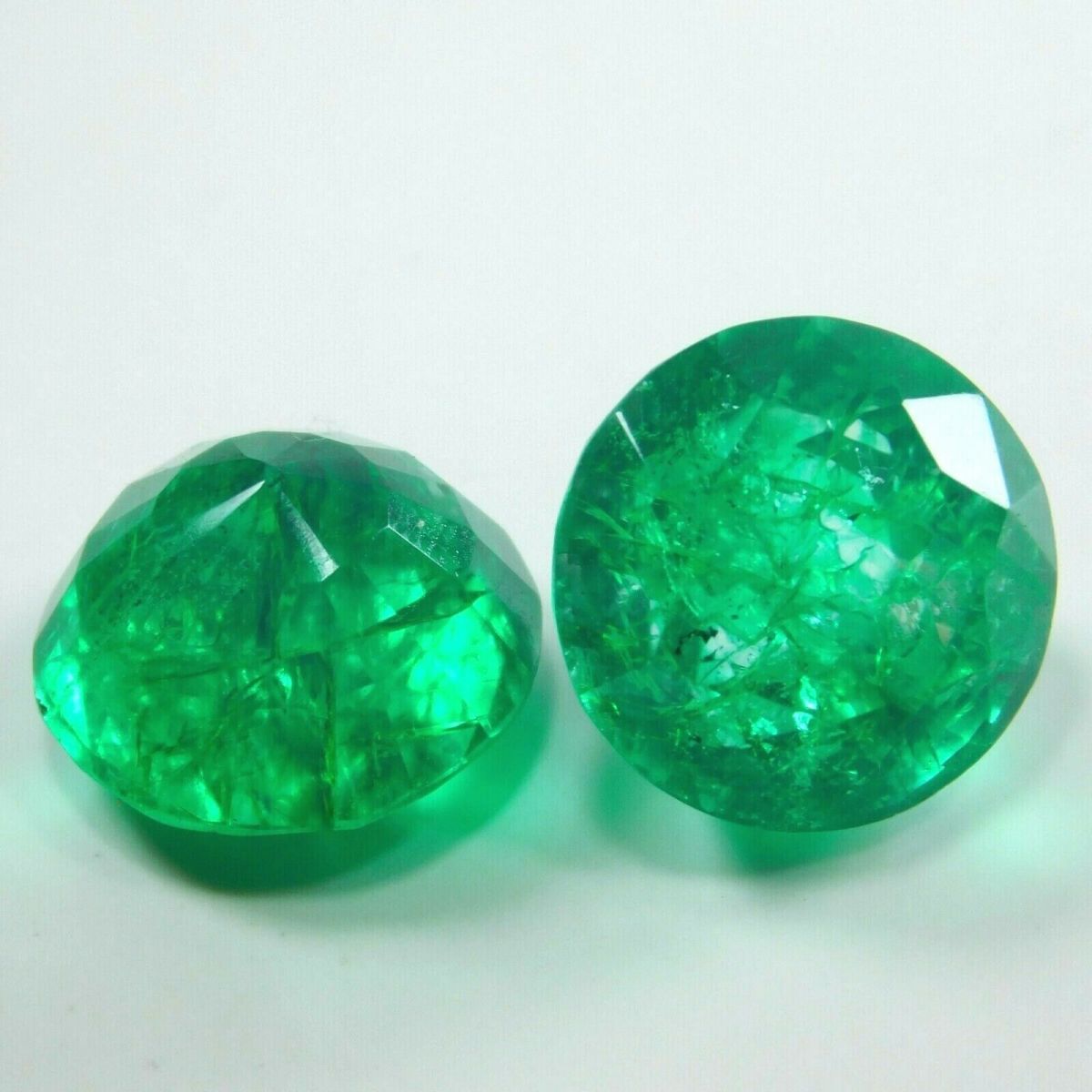 Round Cut CERTIFIED Natural 16.35 Carat Pair Colombian Emerald Loose Gemstone