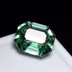 10.45 Natural Bluish Green Sapphire Emerald Cut Ct Loose Gemstone CERTIFIED