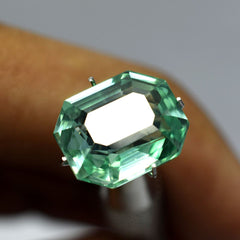 10.45 Natural Bluish Green Sapphire Emerald Cut Ct Loose Gemstone CERTIFIED