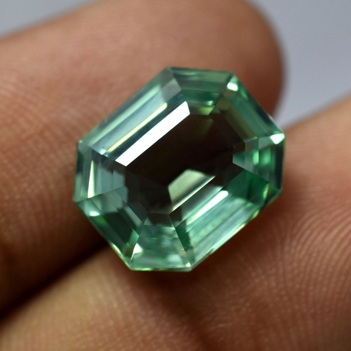 10.45 Natural Bluish Green Sapphire Emerald Cut Ct Loose Gemstone CERTIFIED