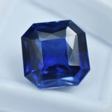 15.60 Ct Blue Tanzanite Square Cut Loose Gemstone on White Box - Certified Natural