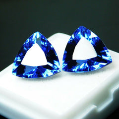 16 Ct Natural Blue Tanzanite Certified Gemstones Loose Trillion Shape Pair