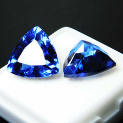 16 Ct Natural Blue Tanzanite Certified Gemstones Loose Trillion Shape Pair