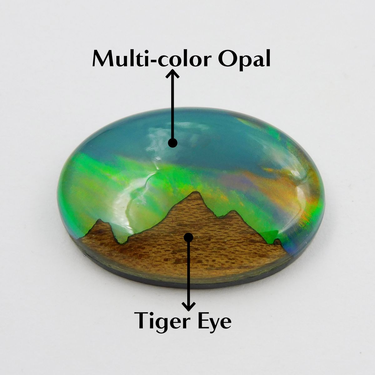 25.00 Ct CERTIFIED Natural Multi-Color Opal-Tiger Eye Loose Gemstone Oval Cut