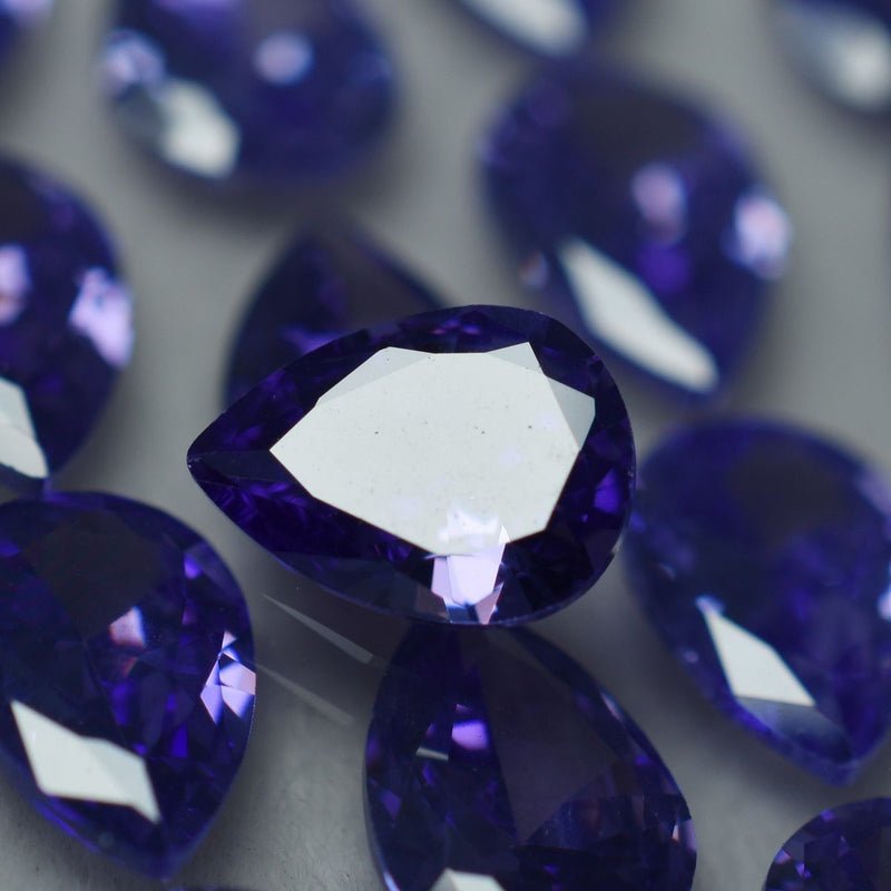 Natural Sapphire Purple Pear Cut Gemstone mixed purple blue tones