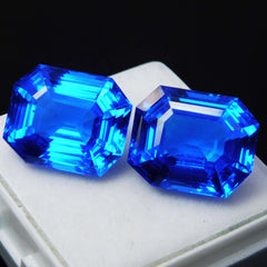 Natural Tanzanite Blue Emerald Shape 20.50 Ct CERTIFIED Loose Gemstone Pair