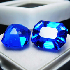 Natural Tanzanite Blue Emerald Shape 20.50 Ct CERTIFIED Loose Gemstone Pair