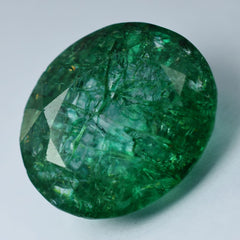 Green COLOMBIAN  11.70 Ct Natural Emerald CERTIFIED Oval Cut Loose Gemstone