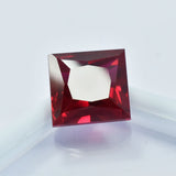 Genuine 17.40 ct red ruby loose gemstone in square shape – natural and certified, displayed on white background