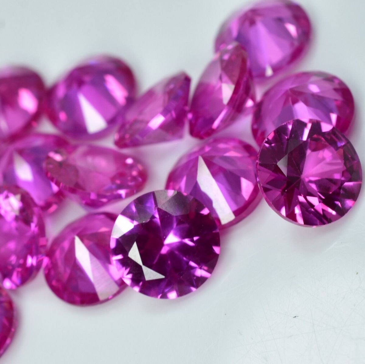 16  Pcs Natural Flawless Pink Ruby 8x8 mm Round Shape  CERTIFIED Loose Gemstone