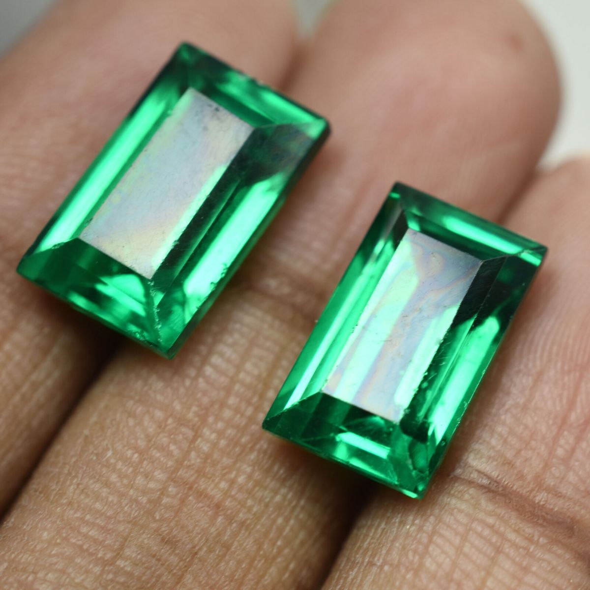 18.56 Ct NATURAL  Tsavorite Garnet Green EMERALD CUT Gemstone CERTIFIED pair