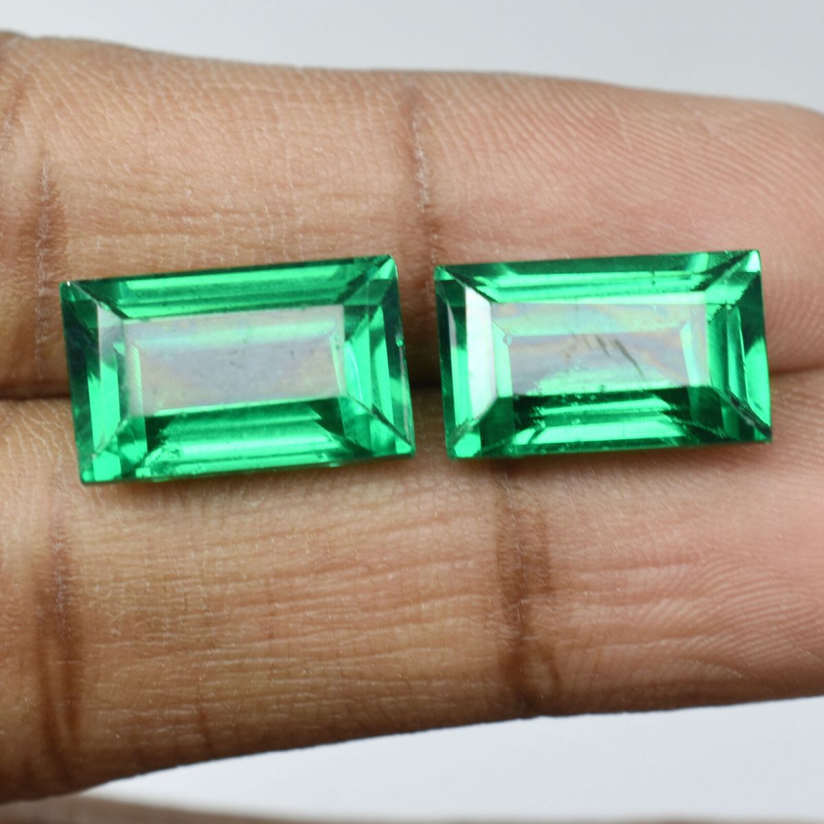 18.56 Ct NATURAL  Tsavorite Garnet Green EMERALD CUT Gemstone CERTIFIED pair