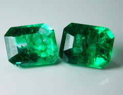 16.56 Carat CERTIFIED Loose Gemstone Natural Green Emerald Emerald Cut Pair