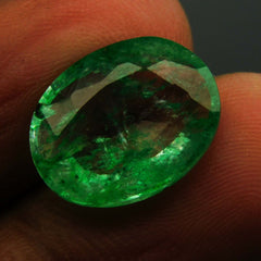 CERTIFIED Natural Oval Cut 7 Carat Loose Gemstone Green Colombian Emerald