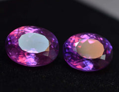 CERTIFIED Natural Tanzanite Oval Cut 18.78 Carat Purple Loose Gemstone Pair