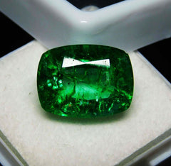 6 Ct Natural Emerald Green Cushion Shape CERTIFIED Loose Gemstone