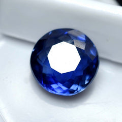 12.54 Ct Blue Tanzanite Round Cut Loose Gemstone on White Background - Natural and Certified