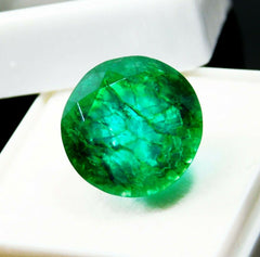 CERTIFIED Natural Colombian Emerald Green Round Cut 8.10 Carat Loose Gemstones