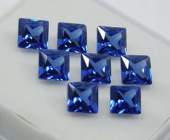 Blue Sapphire CERTIFIED Square Cut Ring Size 8 PCS Natural Loose Gemstone Lot