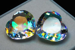 57 Ct Mystic Topaz Heart Shape CERTIFIED Loose Gemstones A++ Rainbow Lab Created