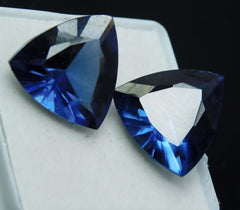 Natural Sapphire blue Trillion Shape 21 Ct Certified Loose Gemstone Pair