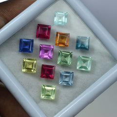 16 Pcs Lot Natural Sapphire Untreated 5x5 mm Size Square Cut CERTIFIED Gemstone.