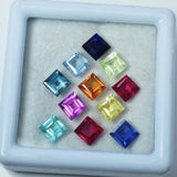 16 Pcs Lot Natural Sapphire Untreated 5x5 mm Size Square Cut CERTIFIED Gemstone.