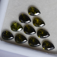 Green Ceylon Sapphire Pear Shape 9 PCS Natural Gemstone CERTIFIED Lot 6x5 MM