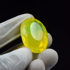 86.30 Ct Natural Lemon Yellow Fire Opal Oval Cut CERTIFIED Untreated Loose Gems