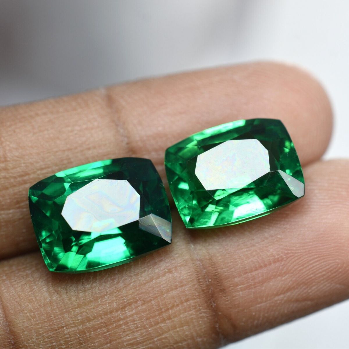 18.12 Ct NATURAL Tsavorite Garnet GREEN Cushion CERTIFIED Pair Loose Gemstone