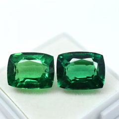 18.12 Ct NATURAL Tsavorite Garnet GREEN Cushion CERTIFIED Pair Loose Gemstone