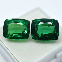 18.12 Ct NATURAL Tsavorite Garnet GREEN Cushion CERTIFIED Pair Loose Gemstone