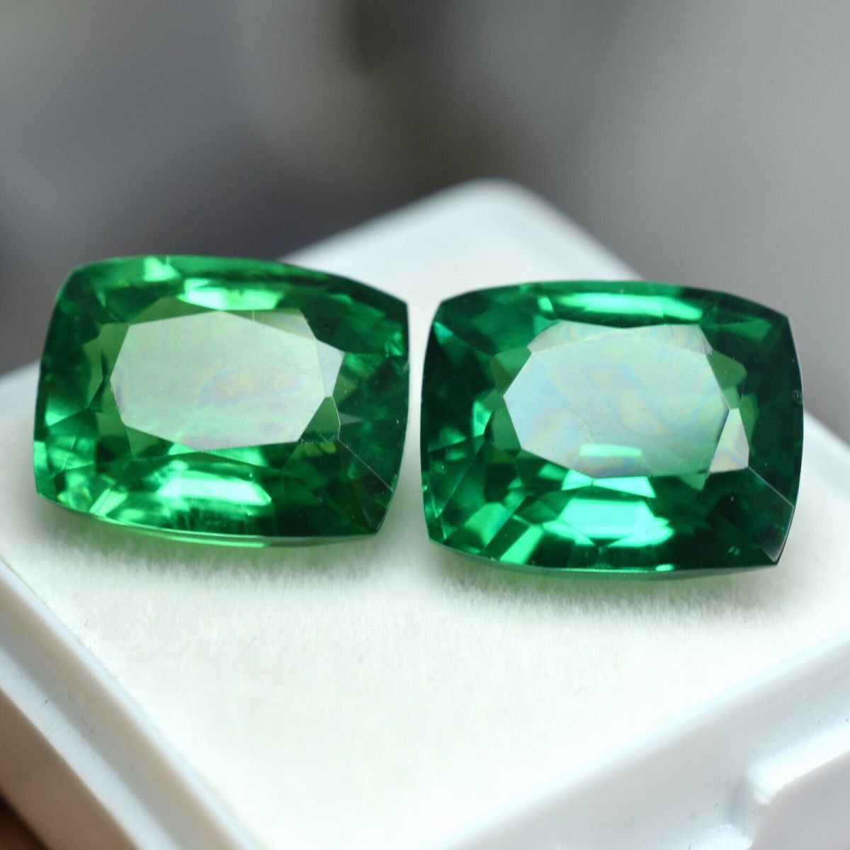 18.12 Ct NATURAL Tsavorite Garnet GREEN Cushion CERTIFIED Pair Loose Gemstone