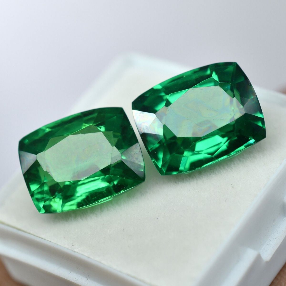 18.12 Ct NATURAL Tsavorite Garnet GREEN Cushion CERTIFIED Pair Loose Gemstone