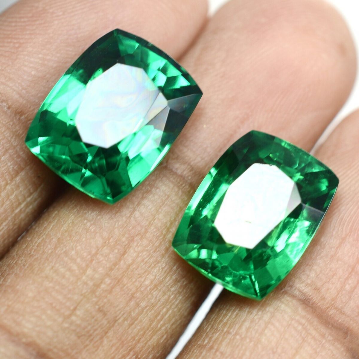 18.12 Ct NATURAL Tsavorite Garnet GREEN Cushion CERTIFIED Pair Loose Gemstone