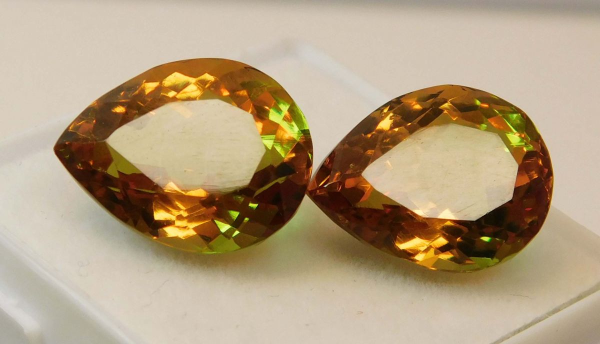 Natural Color Change Alexandrite Pear Cut 16.9 Ct CERTIFIED Loose Gemstones Pair