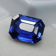 8.11 Ct CERTIFIED Loose Gemstone Natural Blue Ceylon Sapphire Emerald Cut